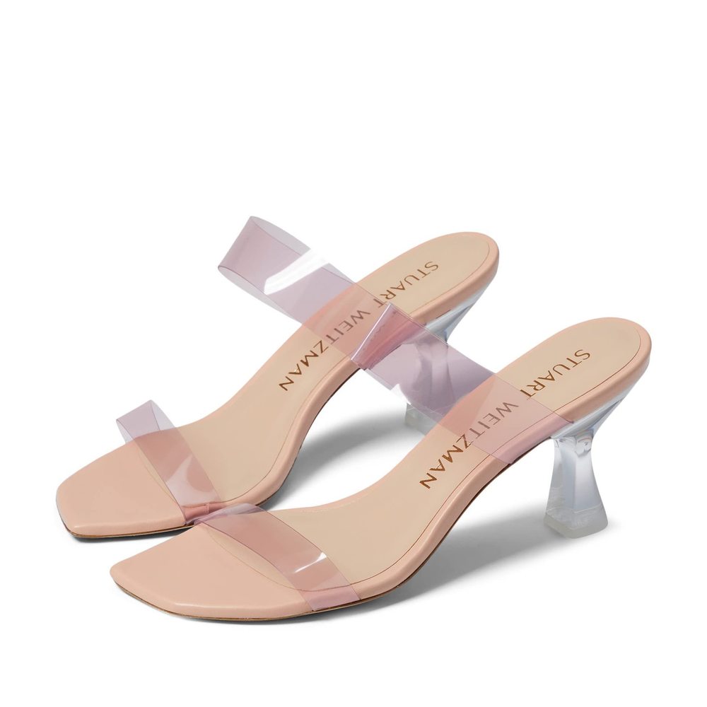 NWT Stuart Weitzman Pink Clear Strap Slide Sandals